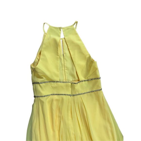 NEW Jenny Packham Lux Chiffon Halter Bridesmaid Gown with Beaded Trim Lemon Drop - Picture 6 of 12